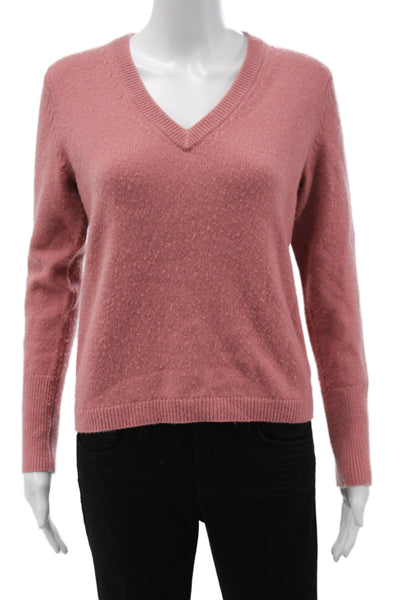 Vince Women Pink V Neck 70% Wool Pullover Long Sleeve Solid Fall Size XS