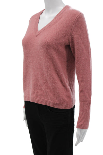 Vince Women Pink V Neck 70% Wool Pullover Long Sleeve Solid Fall Size XS