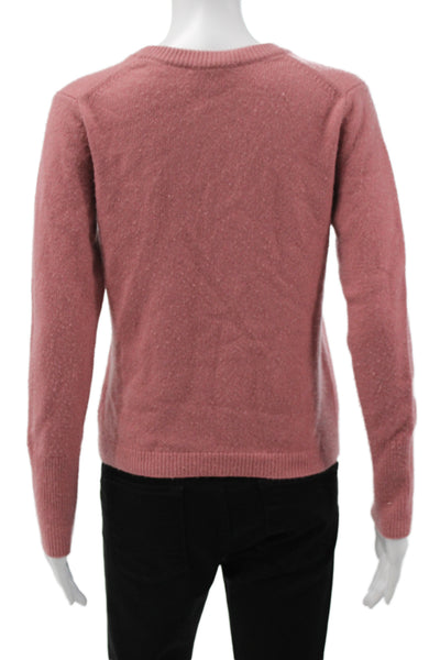 Vince Women Pink V Neck 70% Wool Pullover Long Sleeve Solid Fall Size XS