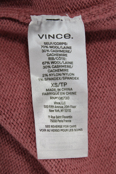 Vince Women Pink V Neck 70% Wool Pullover Long Sleeve Solid Fall Size XS