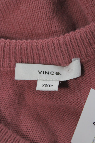 Vince Women Pink V Neck 70% Wool Pullover Long Sleeve Solid Fall Size XS
