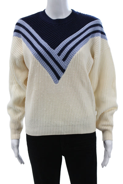 Joie Women Pullover Striped Wool Crew Neck Long Sleeve Blue Size XS