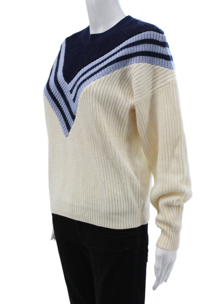 Joie Women Pullover Striped Wool Crew Neck Long Sleeve Blue Size XS