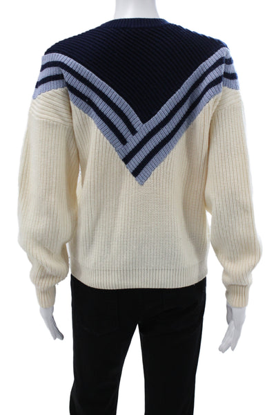 Joie Women Pullover Striped Wool Crew Neck Long Sleeve Blue Size XS