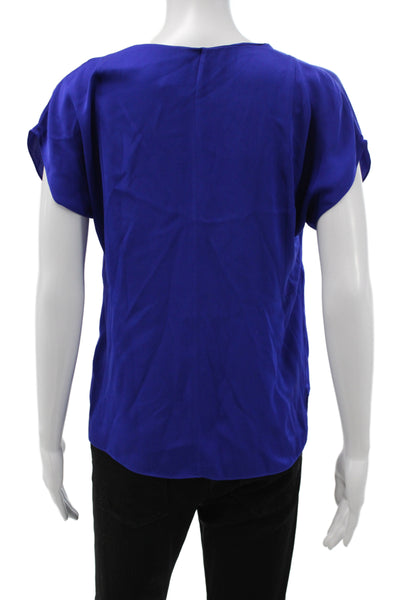 Milly Womens Silk V-Neck Sleeveless Basic Blouse Blue Size PS