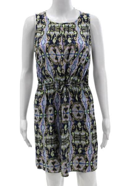 Tibi Womens Blouson Silk Paisley Short Dress Sleeveless Drawstring Size 2