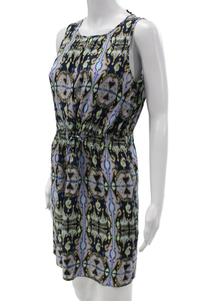 Tibi Womens Blouson Silk Paisley Short Dress Sleeveless Drawstring Size 2