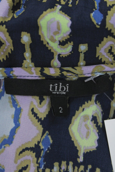 Tibi Womens Blouson Silk Paisley Short Dress Sleeveless Drawstring Size 2
