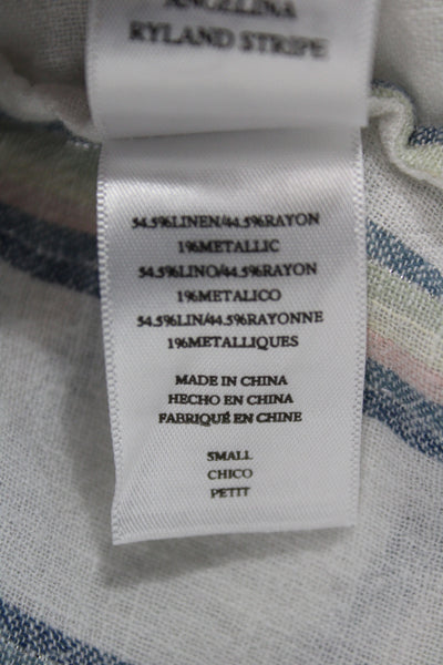 Rails Womens Blouson Striped Henley Linen Short Sleeve Dress Multicolor Size S