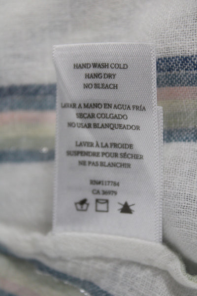 Rails Womens Blouson Striped Henley Linen Short Sleeve Dress Multicolor Size S