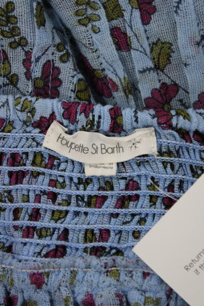Poupette St. Barth Womens Mini Floral Cotton Bohemian Skirt Blue Size S