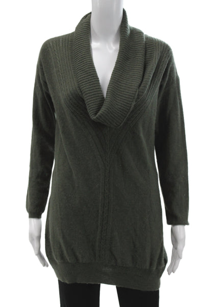 Velvet Womens Cashmere Cowl Neck Pullover Sweater Green Long Sleeve Size M