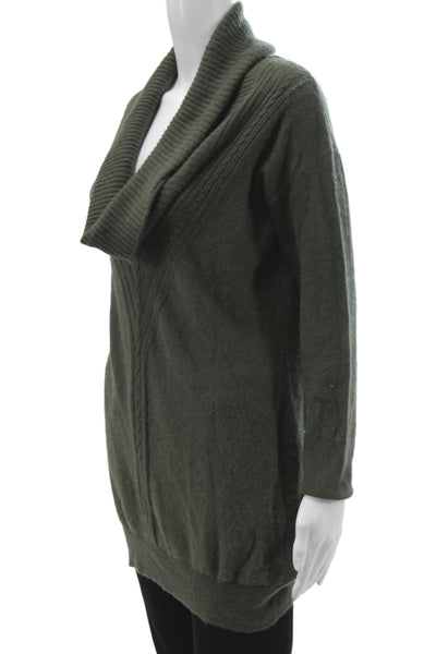 Velvet Womens Cashmere Cowl Neck Pullover Sweater Green Long Sleeve Size M