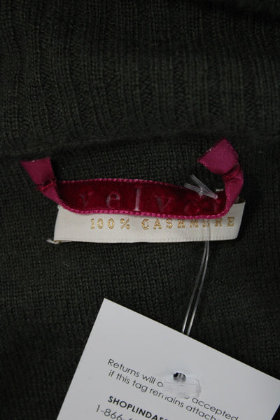 Velvet Womens Cashmere Cowl Neck Pullover Sweater Green Long Sleeve Size M