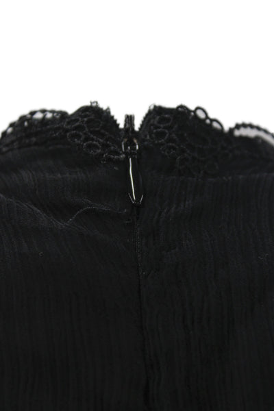 Rococo Sand Women Mini V Neck Black Viscose Dress Zip Sleeveless Size S