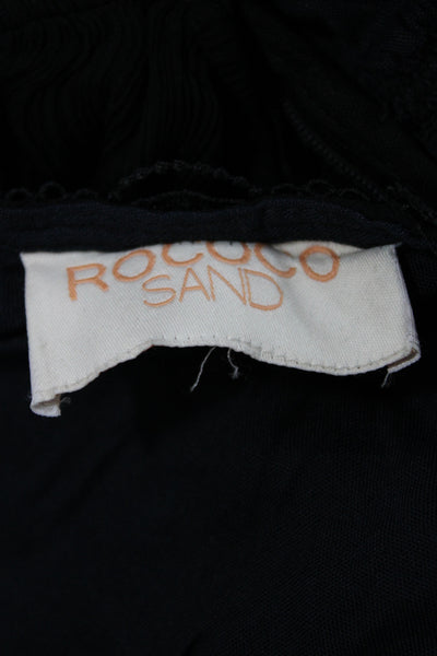 Rococo Sand Women Mini V Neck Black Viscose Dress Zip Sleeveless Size S