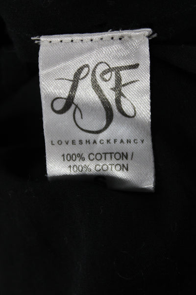 Love Shack Fancy Women Sundress Black One Shoulder Mid-Calf Cotton Size S