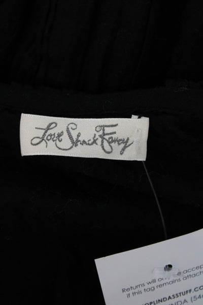Love Shack Fancy Women Sundress Black One Shoulder Mid-Calf Cotton Size S