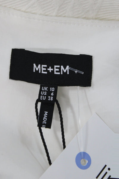 Me + Em Womens Shift Dress White Short Sleeve Round Neck Zip Size 6
