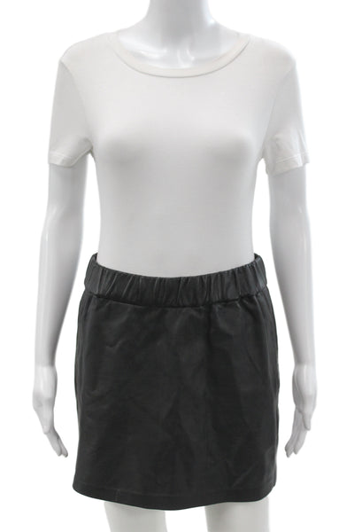 Frame Womens Mini Leather Skirt Black Pull On Size S