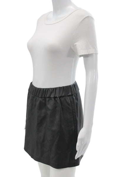 Frame Womens Mini Leather Skirt Black Pull On Size S