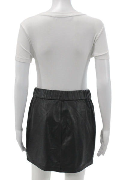 Frame Womens Mini Leather Skirt Black Pull On Size S