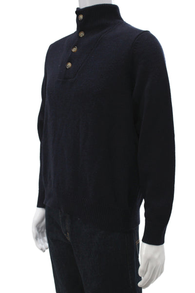 J. Mclaughlin Mens Pullover Sweater Black Merino Wool Mock Neck Size L