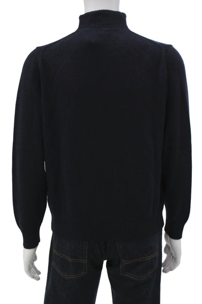 J. Mclaughlin Mens Pullover Sweater Black Merino Wool Mock Neck Size L