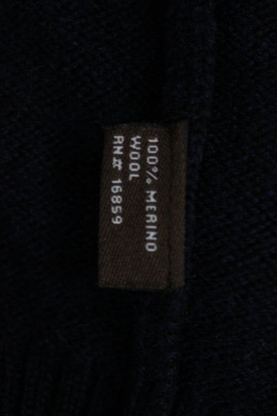 J. Mclaughlin Mens Pullover Sweater Black Merino Wool Mock Neck Size L