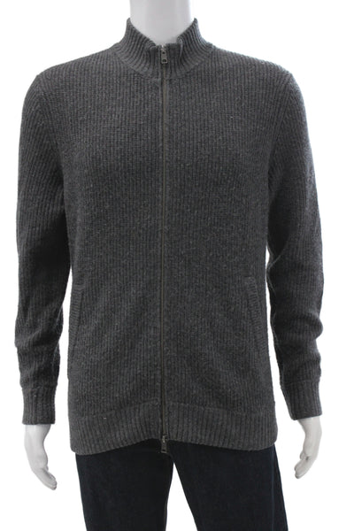 Faherty Mens Gray 70% Wool Mock Neck Cardigan Size M