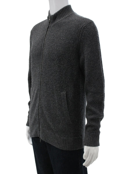 Faherty Mens Gray 70% Wool Mock Neck Cardigan Size M