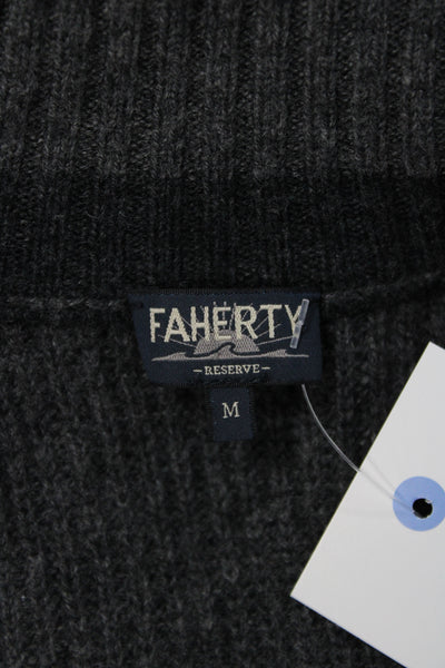 Faherty Mens Gray 70% Wool Mock Neck Cardigan Size M