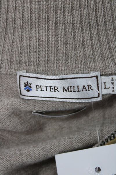 Peter Millar Mens Pullover 100% Merino Mock Neck Beige Long Sleeve Size L