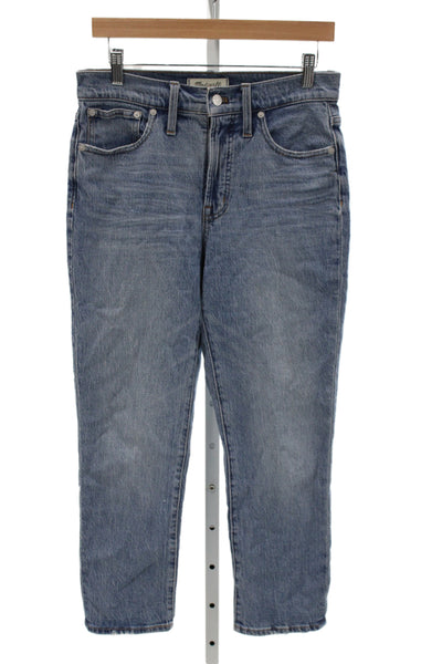 Madewell Women Cropped High Rise Jeans Blue Button Cotton Blend Size 27