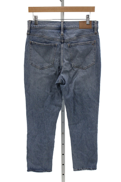 Madewell Women Cropped High Rise Jeans Blue Button Cotton Blend Size 27
