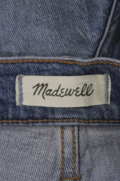 Madewell Women Cropped High Rise Jeans Blue Button Cotton Blend Size 27