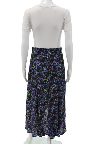 IRO Womens A-Line Long Black Viscose Geometric Skirt Size 38