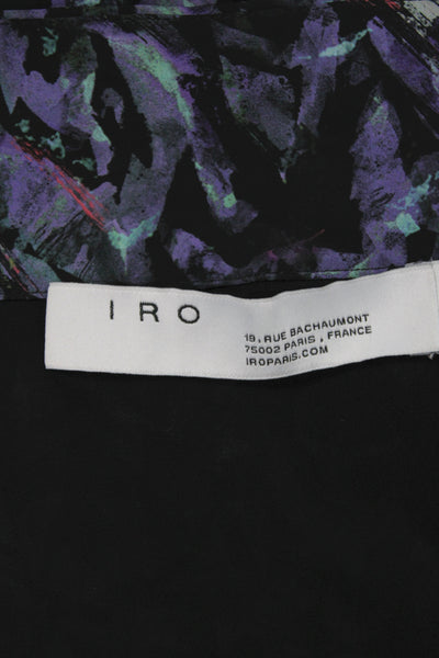 IRO Womens A-Line Long Black Viscose Geometric Skirt Size 38