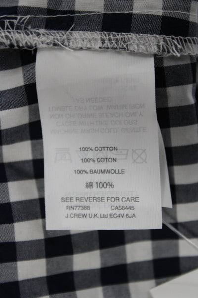 J Crew Women One Shoulder Gingham Cotton Blouse Long Sleeve Size 6