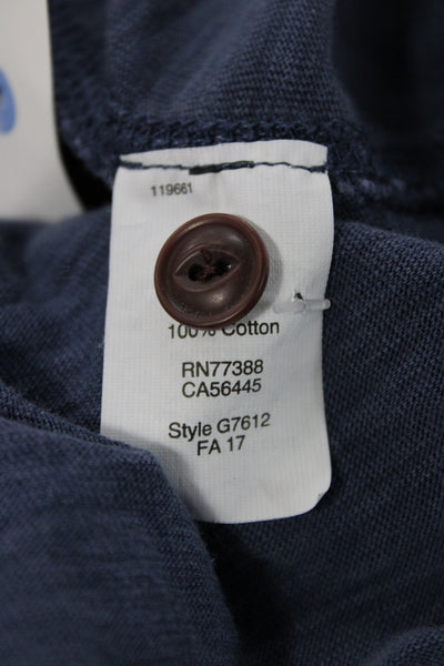 J Crew Mens Long Sleeves Henley Shirt Blue Cotton Size Medium