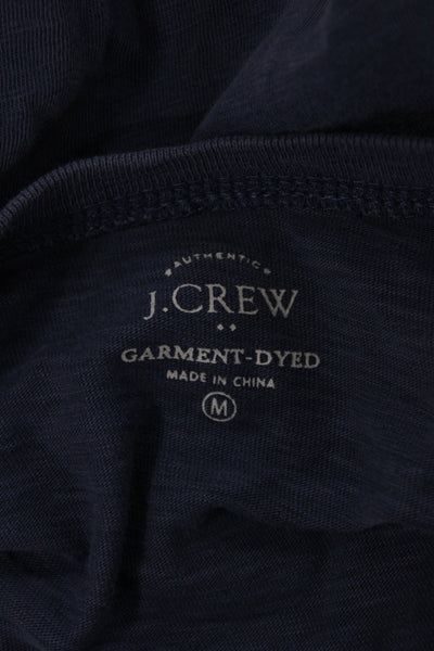 J Crew Mens Long Sleeves Henley Shirt Blue Cotton Size Medium