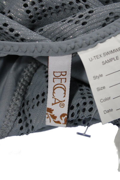 Becca Women One Piece Swimwear Gray Geometric Nylon Beach Size S