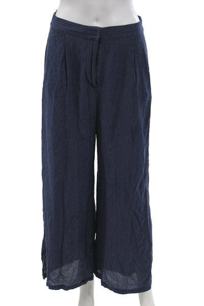 Johnny Was Womens Cropped Silk Pants Blue Pull On Summer Casual Size 2XS