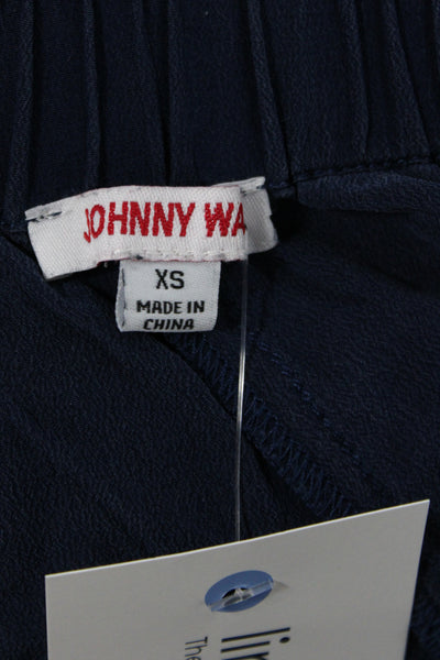 Johnny Was Womens Cropped Silk Pants Blue Pull On Summer Casual Size 2XS