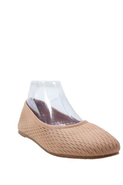Beek Womens Leather Perforated Ballet Flat Beige Size 8