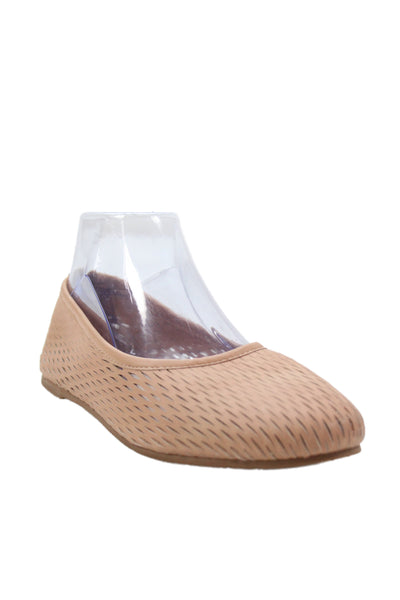 Beek Womens Leather Perforated Ballet Flat Beige Size 8