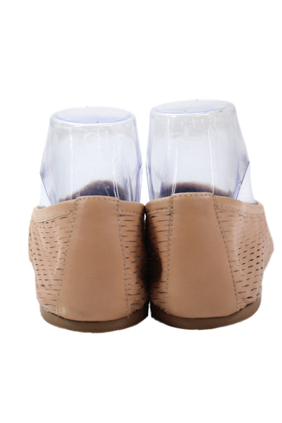 Beek Womens Leather Perforated Ballet Flat Beige Size 8