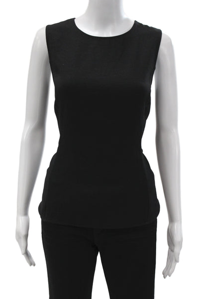 Spanx Womens Black Sleeveless Basic Tank Polyester Zip Round Neck Size M