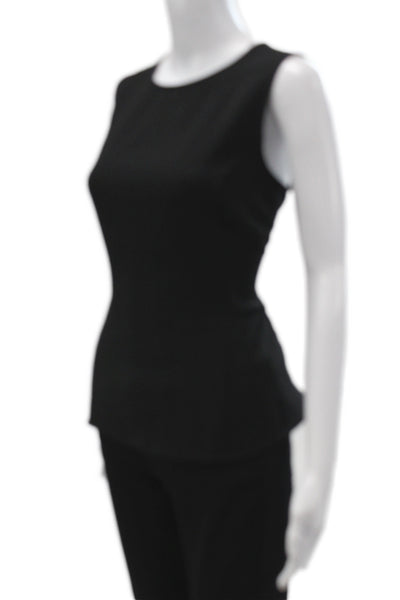 Spanx Womens Black Sleeveless Basic Tank Polyester Zip Round Neck Size M