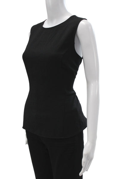 Spanx Womens Black Sleeveless Basic Tank Polyester Zip Round Neck Size M